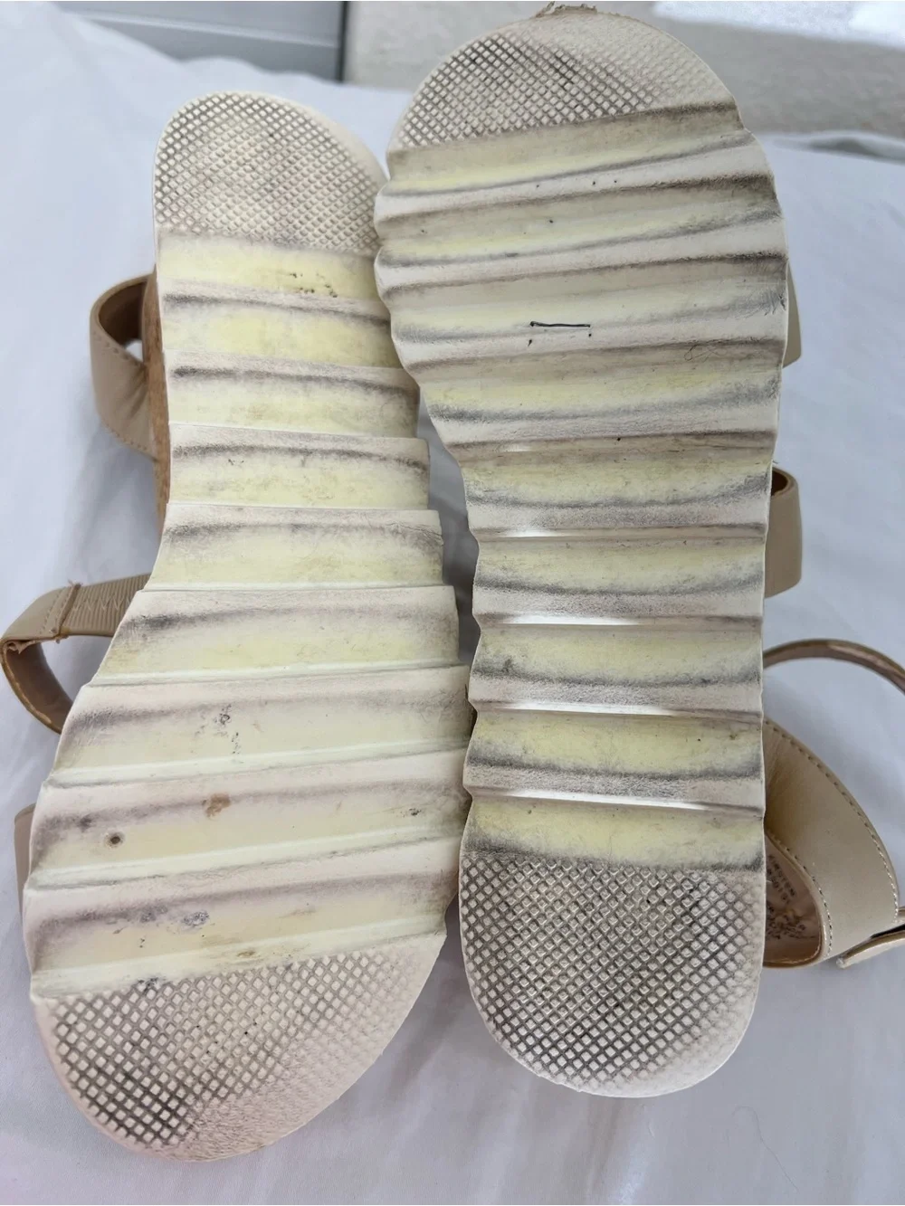 Steve Madden Beige Cork Platform Sandals with Ankle Buckle